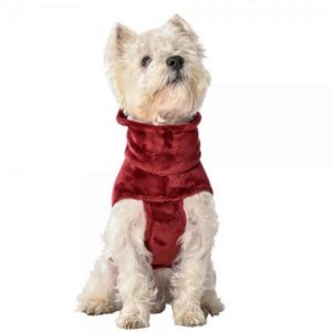 Cappottino felpato rosso invernale per cani